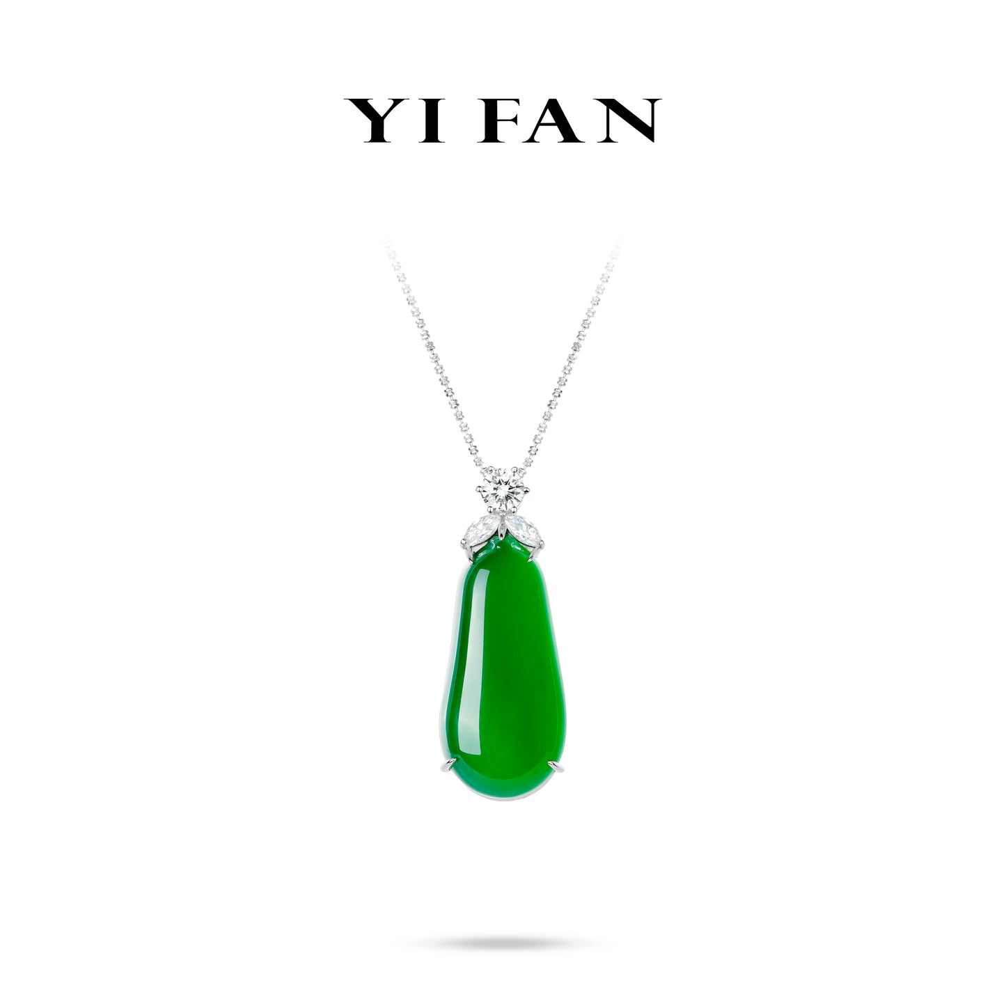 Green jade collection: Modern "Fugua" detailed Pendant Necklace (Unisex)