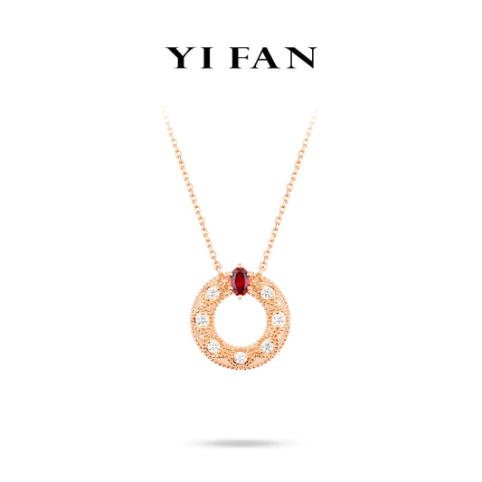 Ruby Color collection: Modern "Ancora Red Bagle" exquisite Necklace