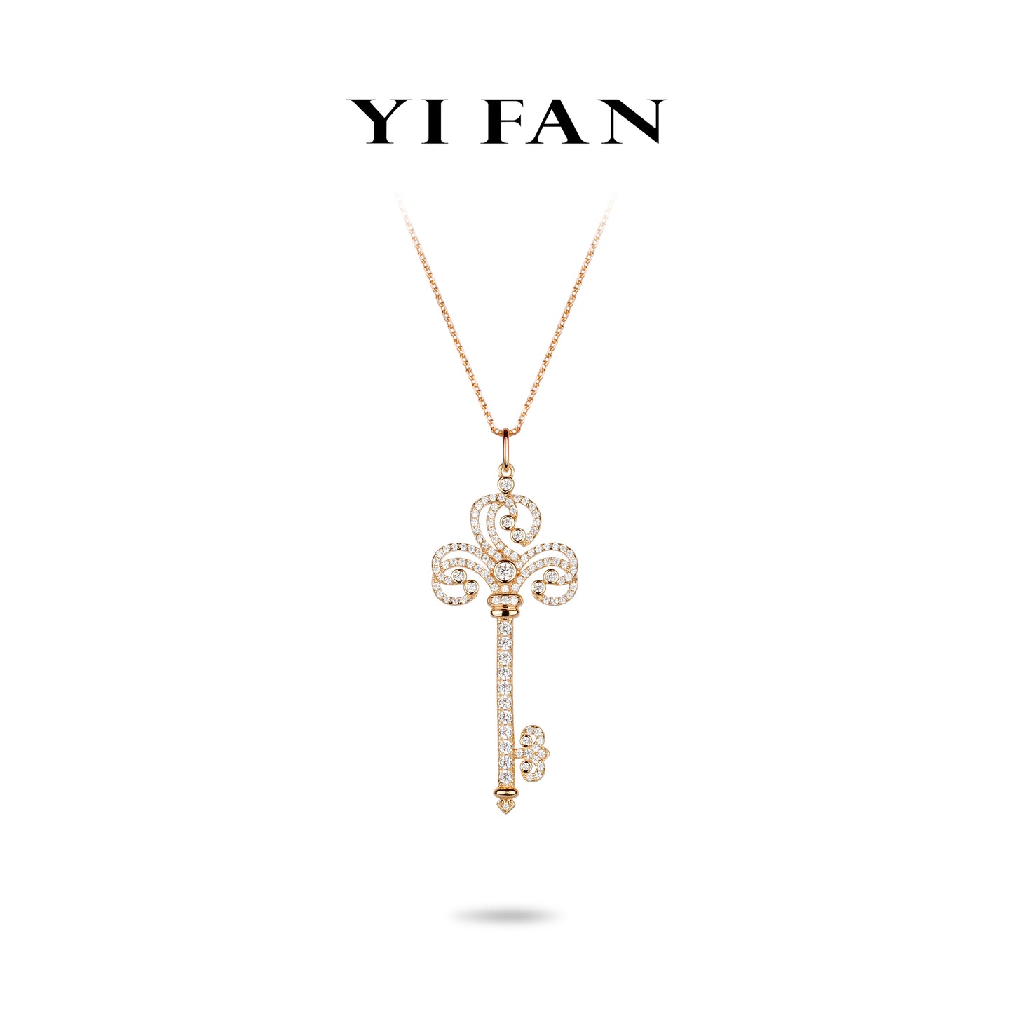 Welfare Exclusive Rose-gold Fever collection: Modern "Champagne Fireworks Hollow Key" detailed Pendant Necklace