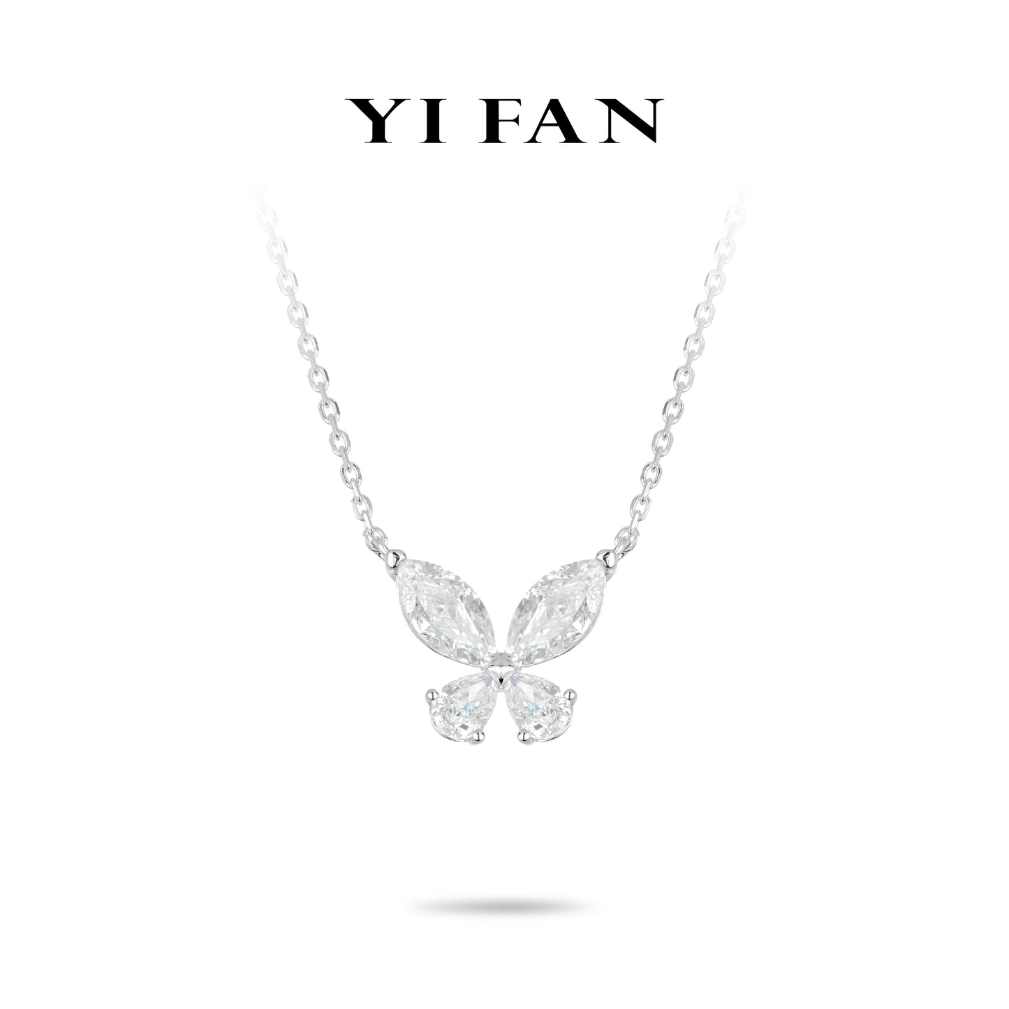 Animal collection: Modern "Marquise & Pear cuts Brilliant Butterflies" delicate Necklace