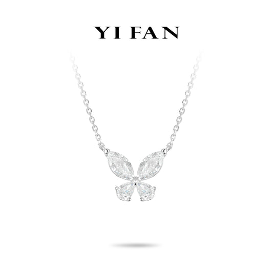 Animal collection: Modern "Marquise & Pear cuts Brilliant Butterflies" delicate Necklace