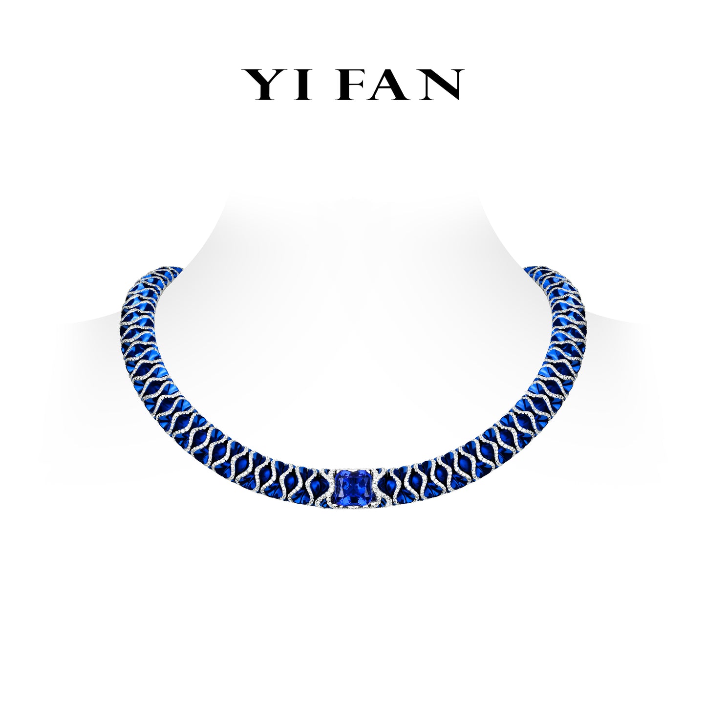 Pre-order Lab Grown High Jewelry Collection: Luxury 3D "Enchanted Azure Blue Wave" detailed Collar Necklace