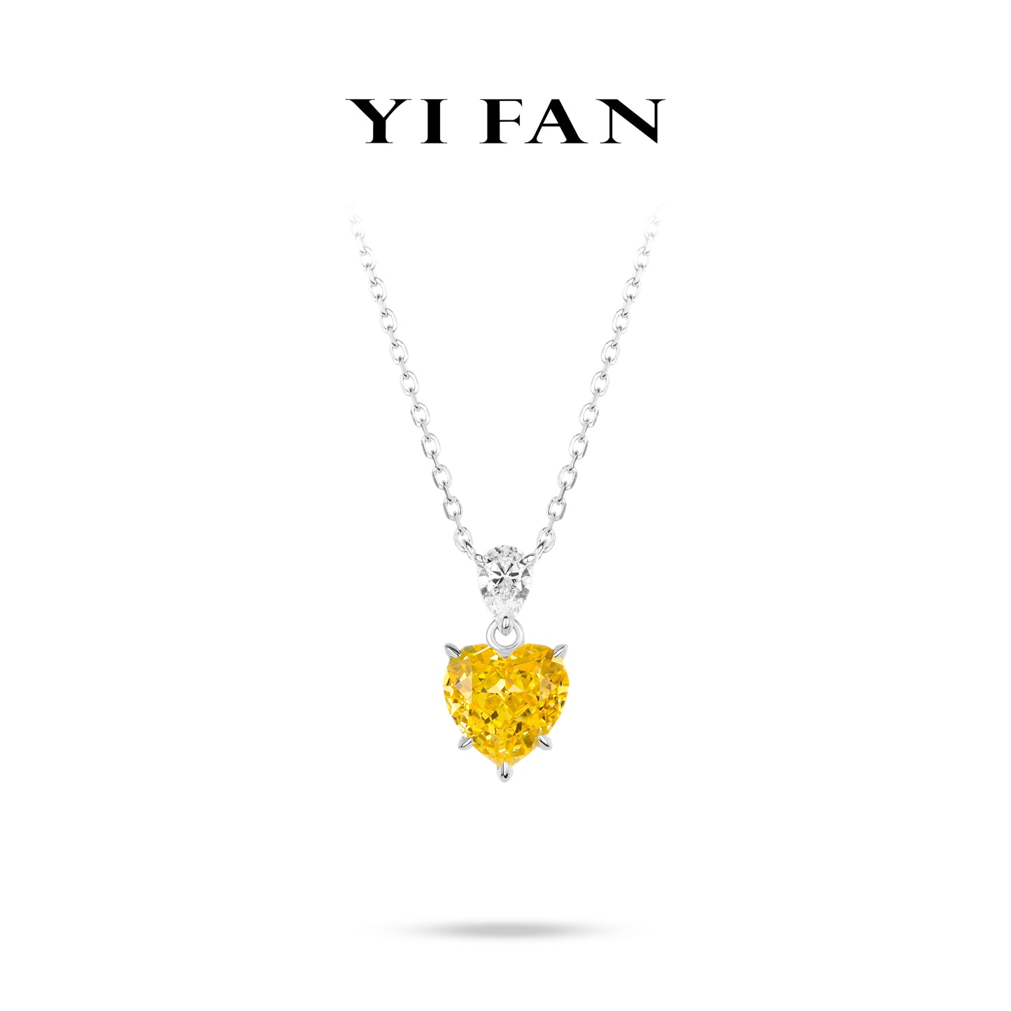 Yellow diamond color collection: Modern "Radiance Sunlit Heart" delicate Pendant/Necklace