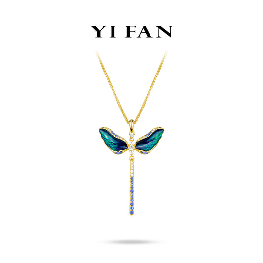 Welfare exclusive Animal collection: Modern "Vibrant Dragonfly" exquisite Pendant/Necklace