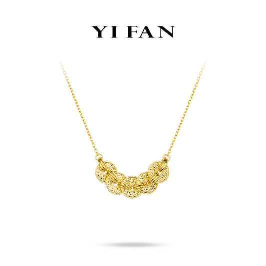 Golden time collection: Modern "Five Emperors' Golden-coins" unique Necklace (Unisex)