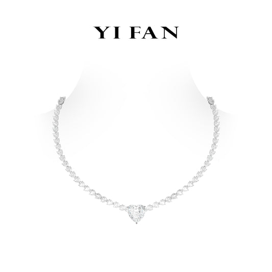 Pre-order Wedding collection: Luxury "G color Graduated Icy Hearts" Necklace for Wedding/Banquet