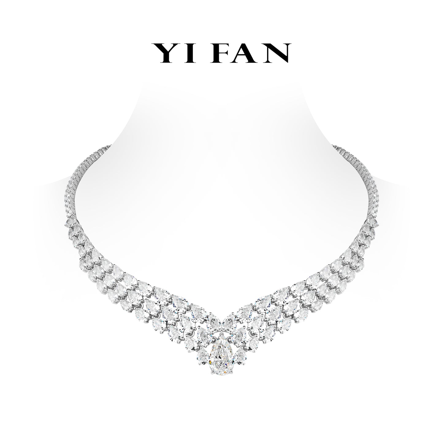 Pre-order High Jewelry collection: Luxury G color “Icy Droplets from Heaven” magnificent Necklace for Banquet