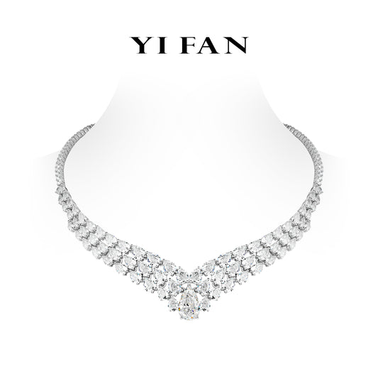 Pre-order High Jewelry collection: Luxury G color “Icy Droplets from Heaven” magnificent Necklace for Banquet