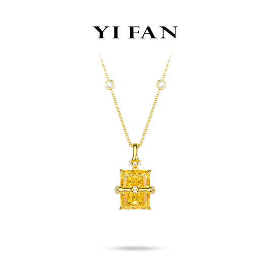 Yellow diamond Color collection: Glamorous "Sunlit Gold Opulent Bamboo Section" unique Pendant/Necklace (20 carat)