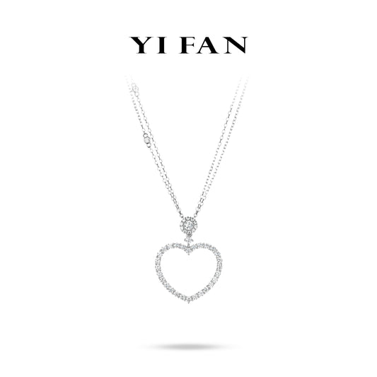 Romantic Heart Collection: Modern "Heartlit Sparkle" exquisite Double-chain Necklace