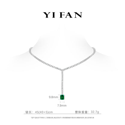 High Jewelry Lab Grown Emerald collection: Luxury "Emerald-cut Cube" detailed Tennis Necklace