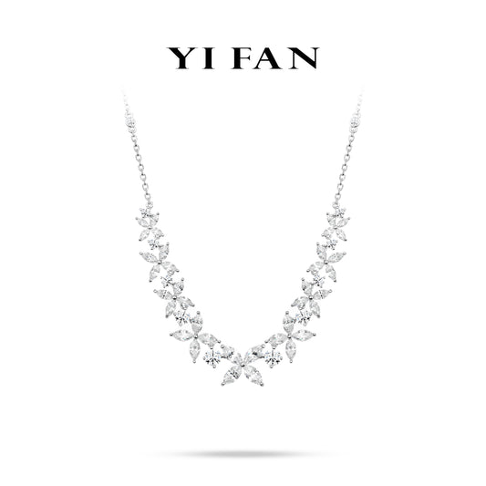 Wedding Collection: Modern "Spring of Hope Gradient Icy Flowers" exquisite Necklace