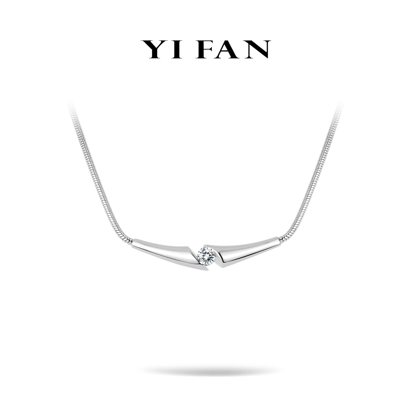 Pure Radiance Collection: Modern "Brilliant Streamline Sparkle" Unique snake-chain Necklace