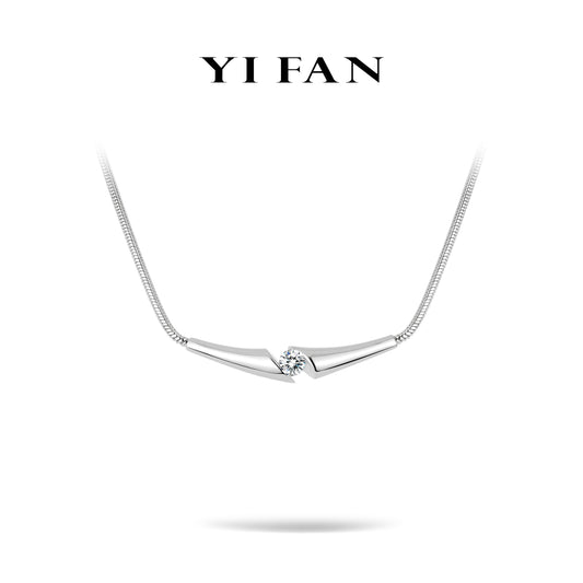 Pure Radiance Collection: Modern "Brilliant Streamline Sparkle" Unique snake-chain Necklace