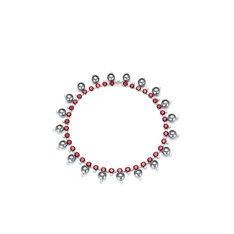 High Jewelry collection: Modern "Shades of Grey & Brilliant Red" Tennis Necklace