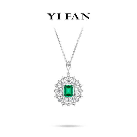 Lab Grown Emerald collection: Luxury "Verdant Enchantment Lace" exquisite Pendant/Necklace