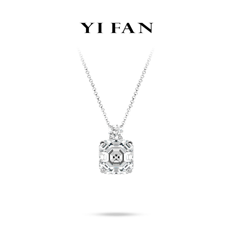Eternal Sparkle Collection: Modern "Celestial Glacier Asscher-Cut” exquisite Pendant/Necklace