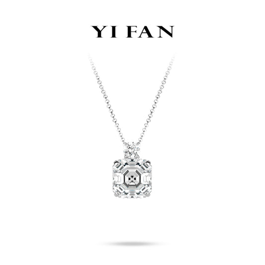 Eternal Sparkle Collection: Modern "Celestial Glacier Asscher-Cut” exquisite Pendant/Necklace