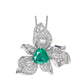 Synthetic Emerald collection: Triangle Three petals detailed Multi-purpose Pendant Necklace