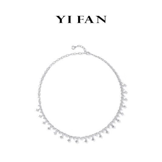 Wedding collection: Modern “Sparkling Milky Way” detailed Tassel Necklace (with extension)