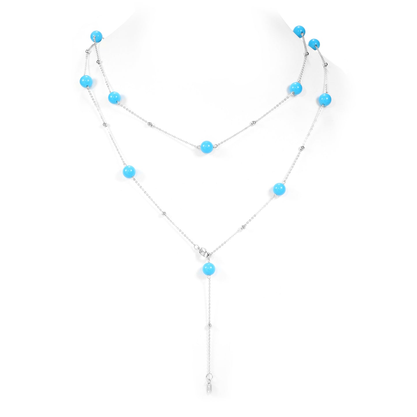 Minimalist collection: "Blue Beads" Multi-purpose Long Necklace