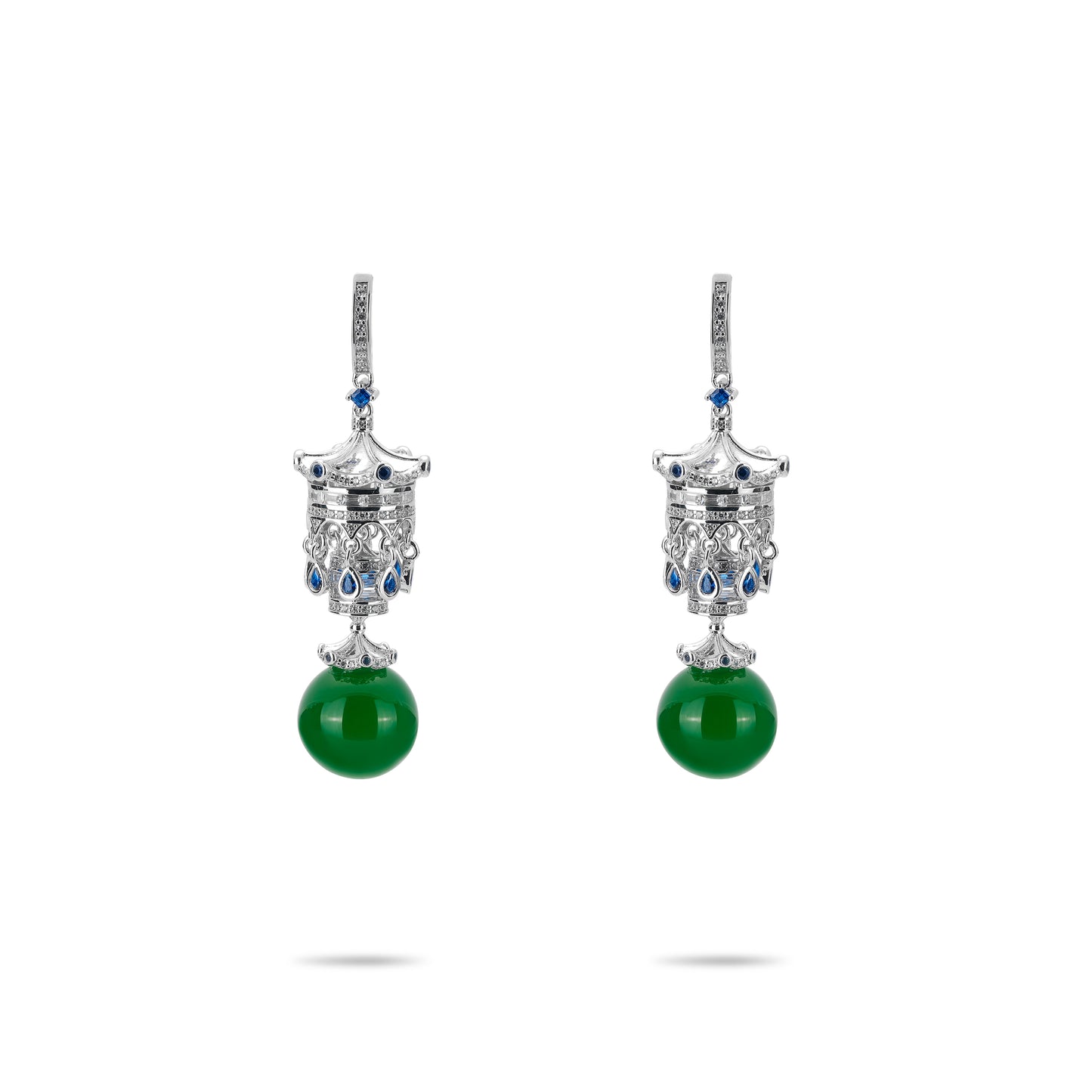 Limited edition：Green chalcedony beads "Palatial Tassel" Earrings