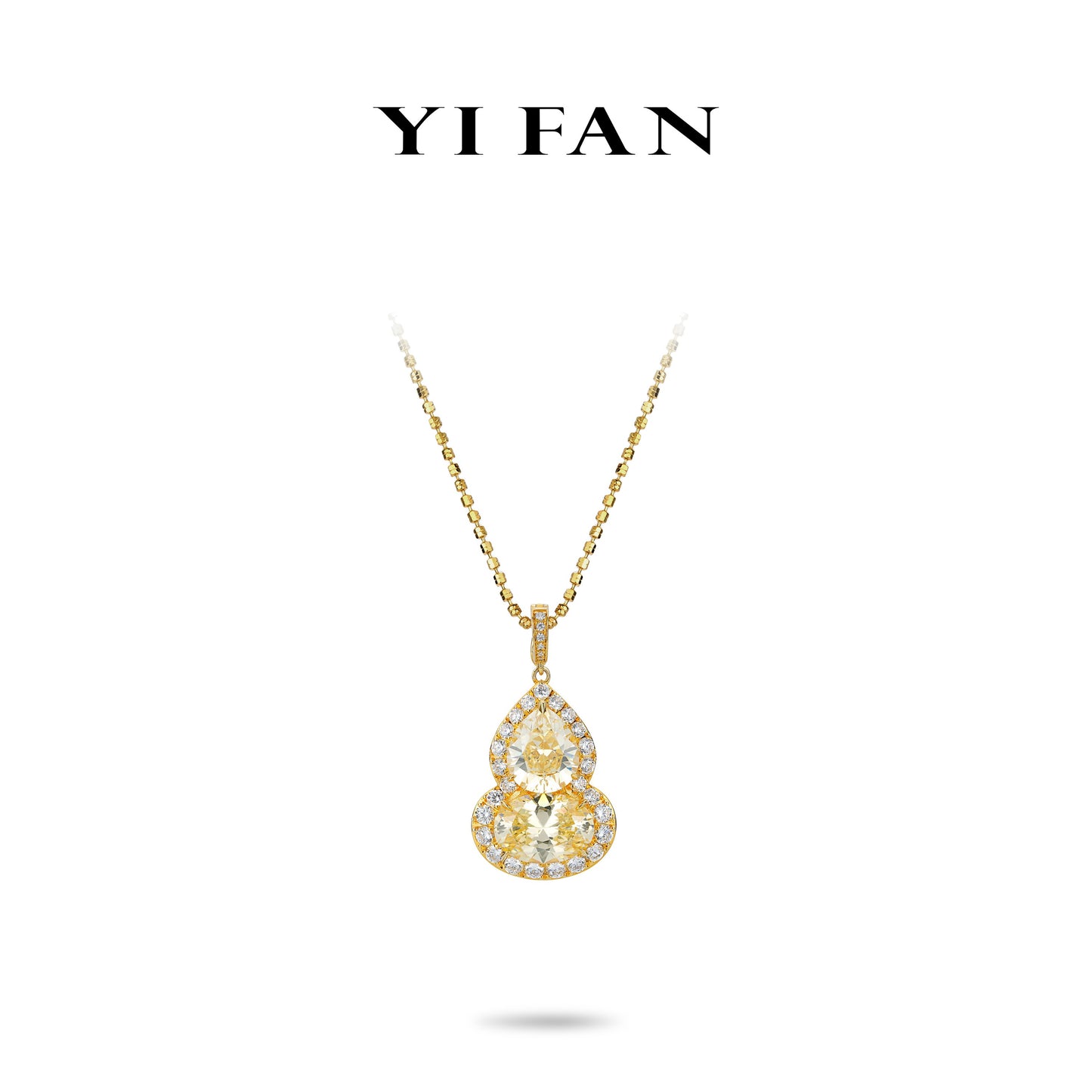 Yellow diamond color collection: Modern "Golden Treasure Hulu" Bottle Gourd Pendant Necklace