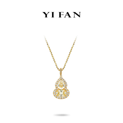 Yellow diamond color collection: Modern "Golden Treasure Hulu" Bottle Gourd Pendant Necklace