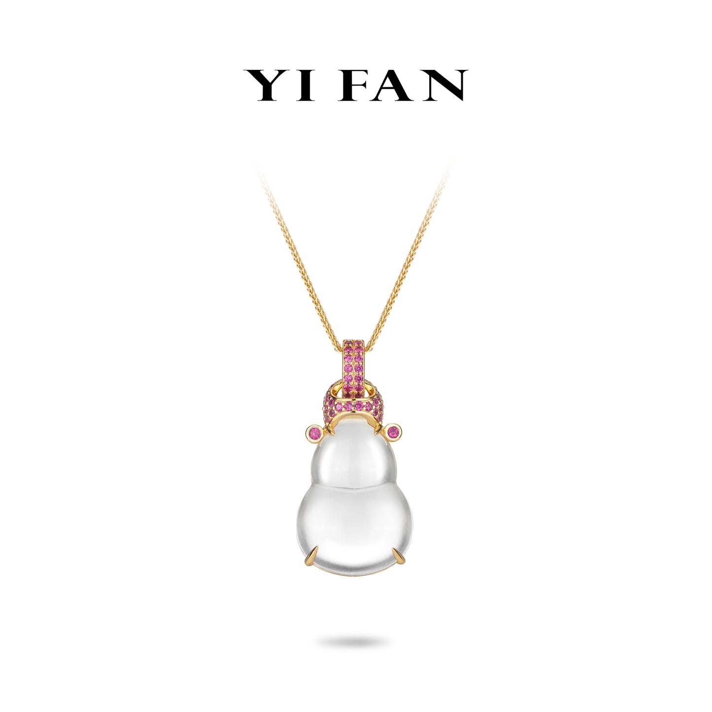 Welfare Exclusive Rose-gold Fever collection: Modern Icy jade Bottle gourd "Hulu" Big Pendant Necklace (Unisex)