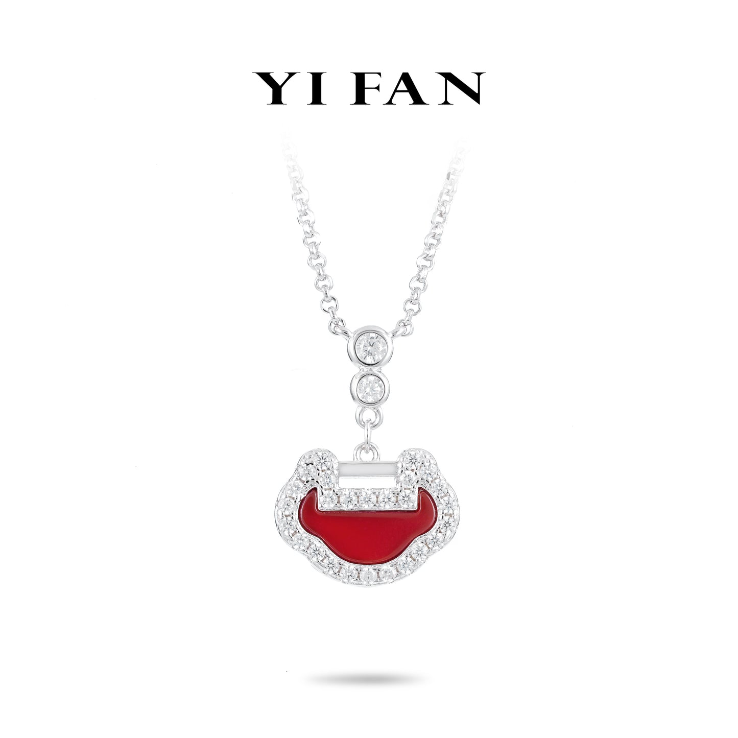 Red Agate Collection: Modern "Good Luck Ruyi" delicate Necklace