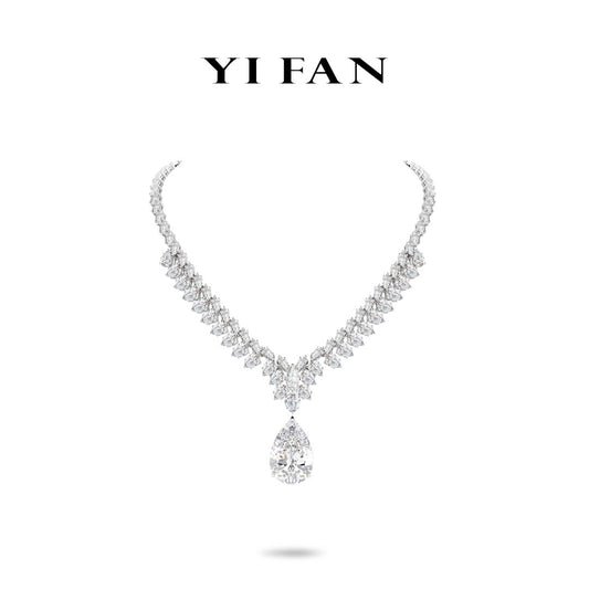 Pre-order High Jewelry Collection: Luxury "Lunar Teardrop Cascade" detailed Banquet Gala Necklace
