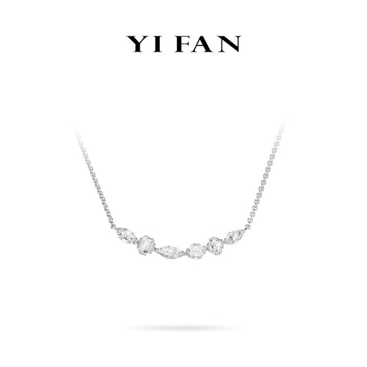 Pre-order Minimalist collection: Modern Mixed-cutting "White Smile" delicate Necklace