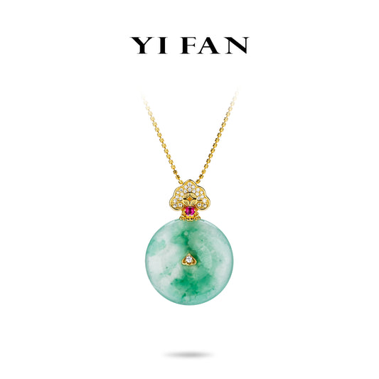 Pre-order High jewelry collection: The Green Blossom Jade Crown Pendant Necklace