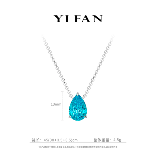 Paraíba Color collection: Timeless "Aqua Allure Oceanic Droplet" delicate Necklace