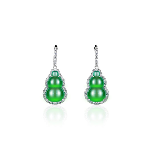 Green chalcedony Lucky "Hulu" dangle earrings