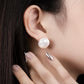 Wedding collection: 20mm White shell pearls ear studs, sterling silver.