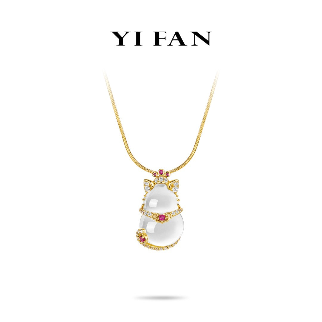 Welfare Exclusive Animal collection: Modern "Golden Cat Hulu" Pendant Necklace