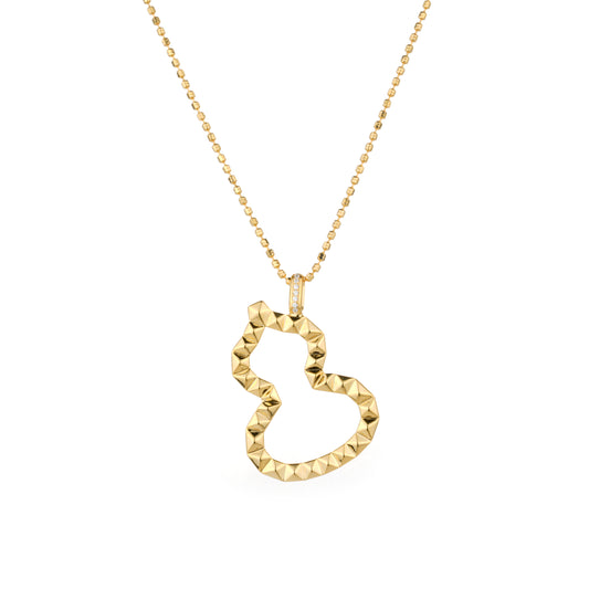 Pre-order Minimalist collection: Golden "Big Bottle gourd Hulu" Hollow Pendant Necklace (Unisex)