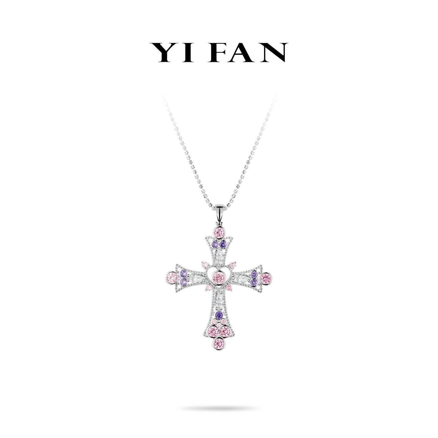 Limited edition: Unique "Peach Pink Heart Hollow Cross" detailed Pendant/Necklace