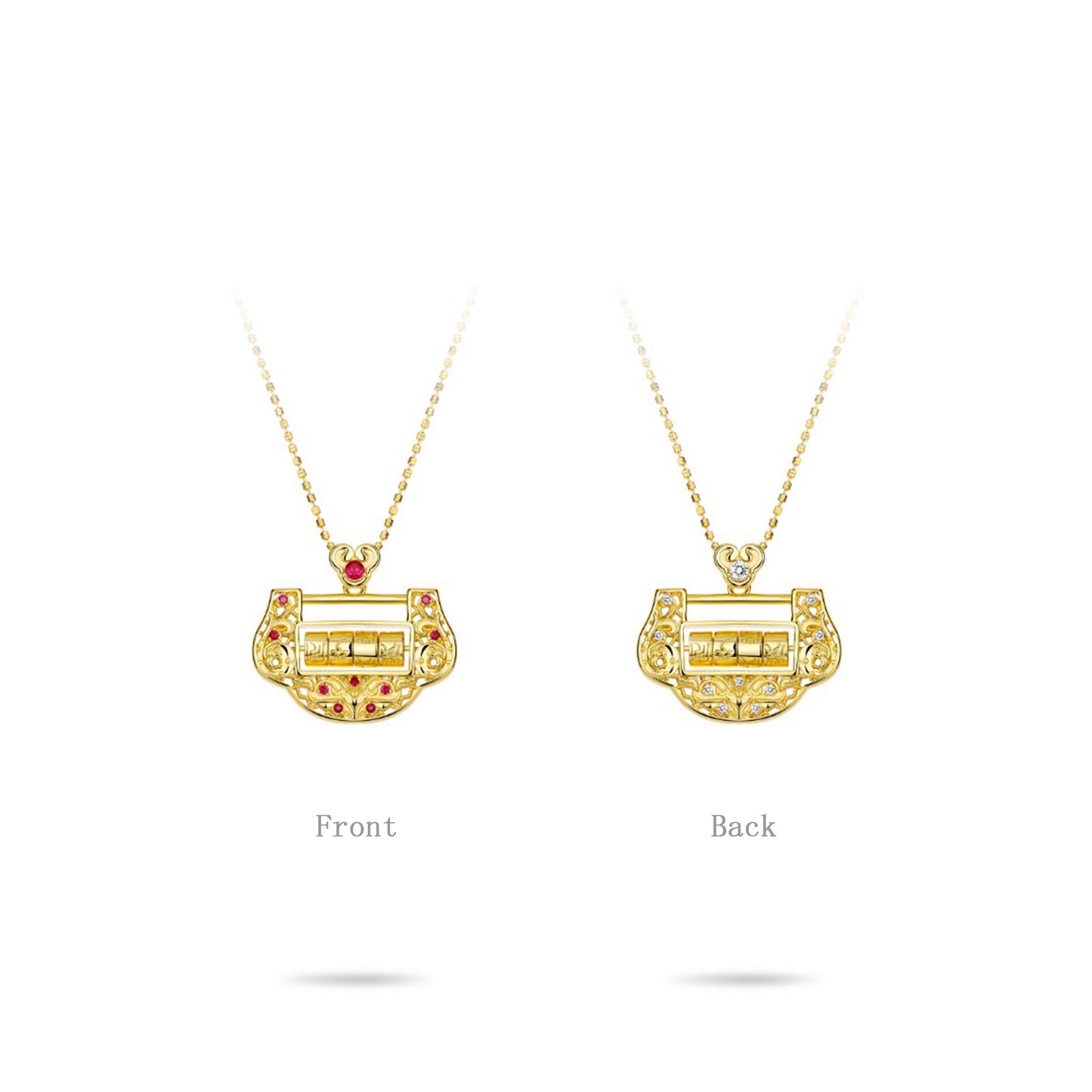 High Jewelry collection: "Mysterious Golden Ruyi" detailed Rotating Pendant Necklace (2 side to wear)