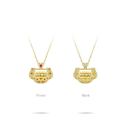 High Jewelry collection: "Mysterious Golden Ruyi" detailed Rotating Pendant Necklace (2 side to wear)