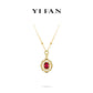 Welfare Exclusive Ruby color collection: Modern "Golden Red Pigeon egg Floral” delicate Pendant Necklace