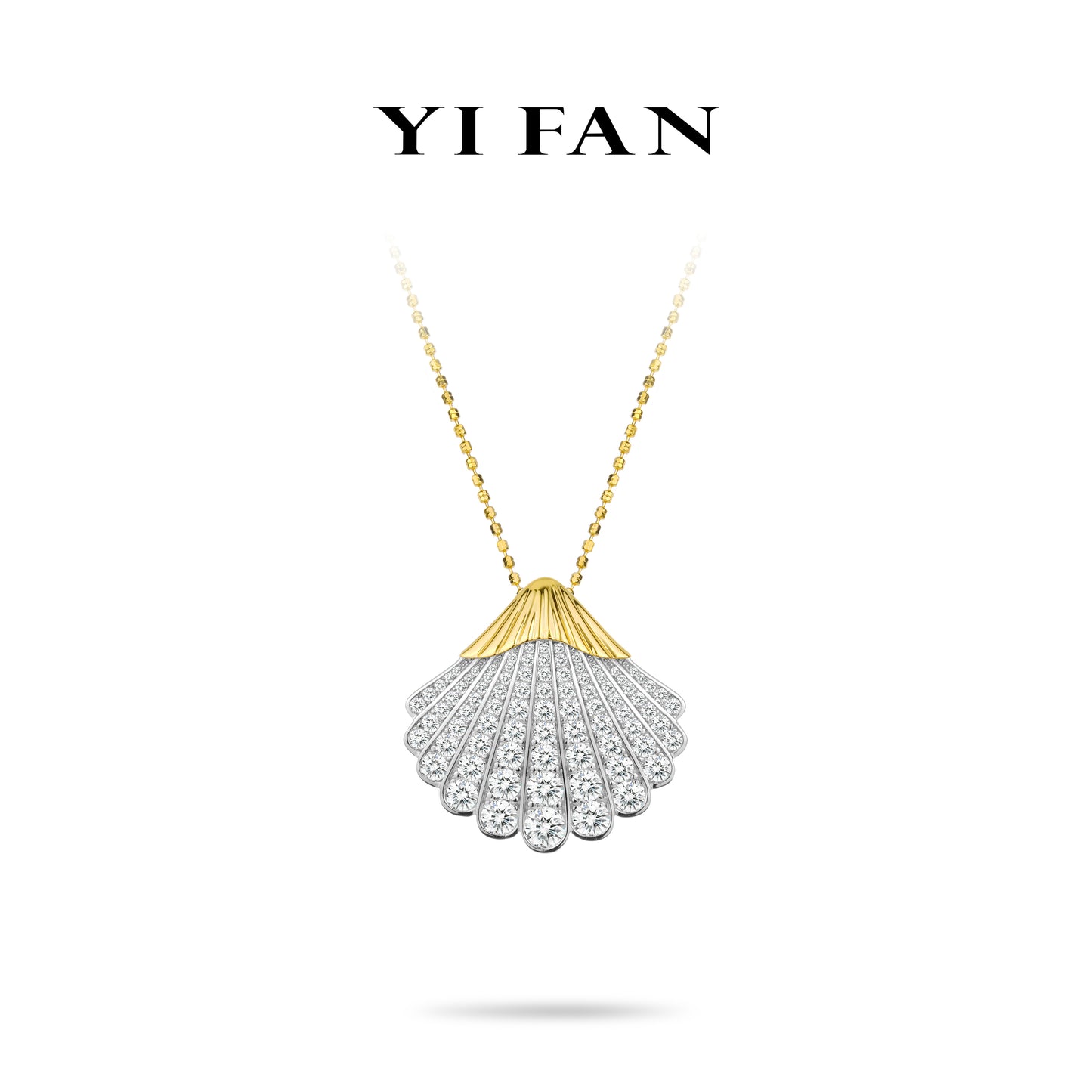 High Jewelry Collection: Modern "Shining Golden Shell” detailed Pendant Necklace