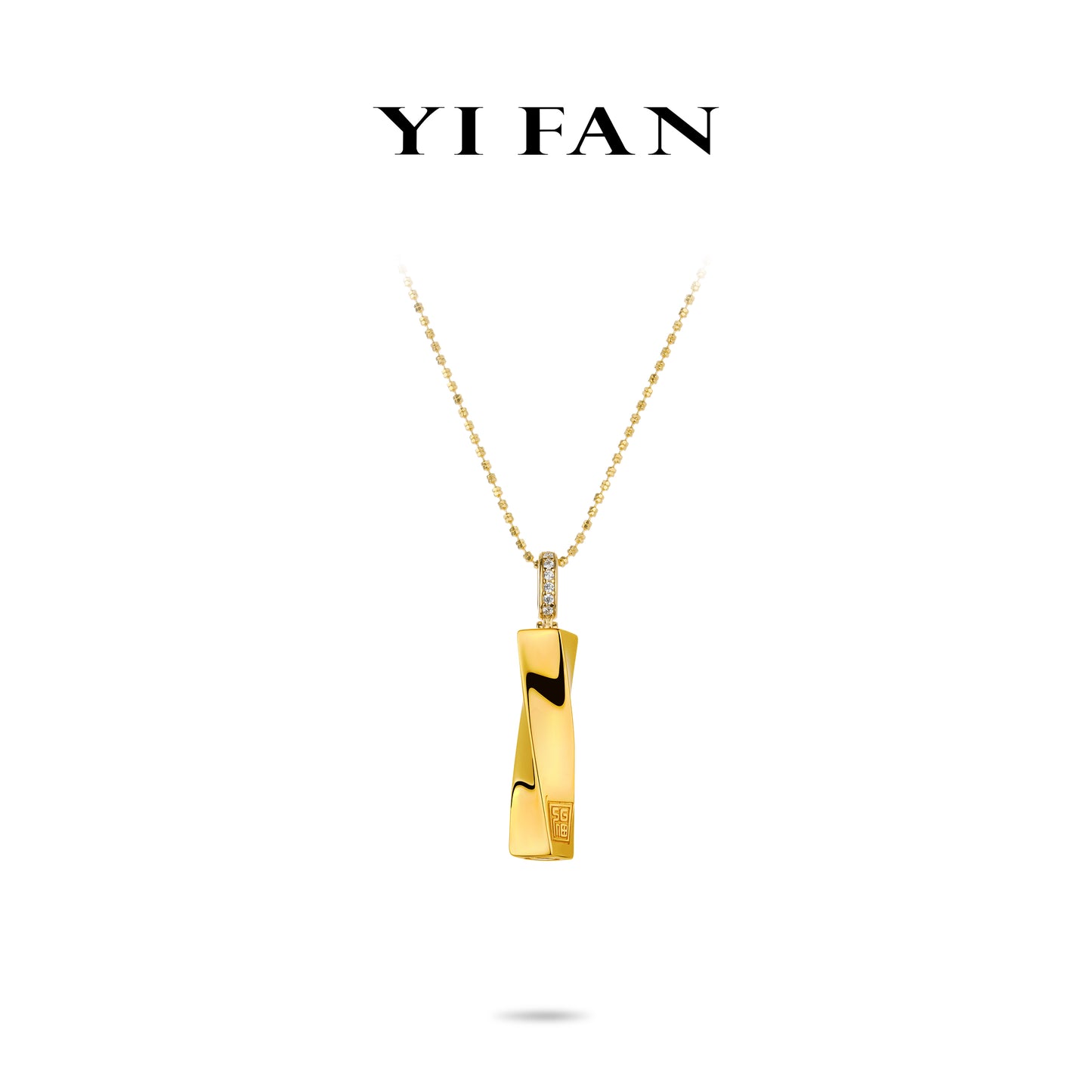 High Jewelry collection: "Golden Bar with character "福" (Fu)" CNC Pendant Necklace (Unisex)