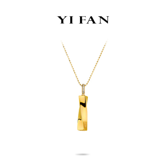 High Jewelry collection: "Golden Bar with character "福" (Fu)" CNC Pendant Necklace (Unisex)