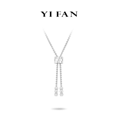 Minimalist collection: Modern "CNC Honeycomb" Unique Yshape-chain Necklace (Unisex)