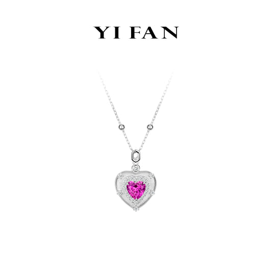 Summer Vibes collection: Modern "Brushed Dazzling Purple Heart" detailed Pendant Necklace