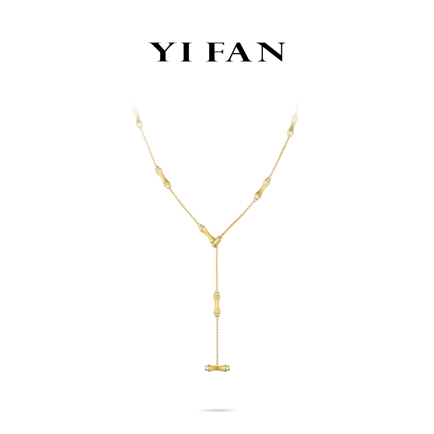 Golden time collection: “Modern Bamboo Section” detailed Long Necklace (Multi-purpose)