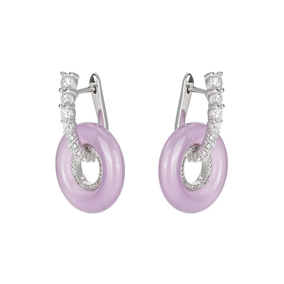 Promotion design: Pinkish purple chalcedony "Donut" earrings
