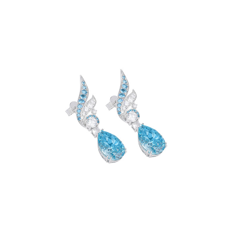 Luxury Temperament Light Blue Water Drops Elf Earrings